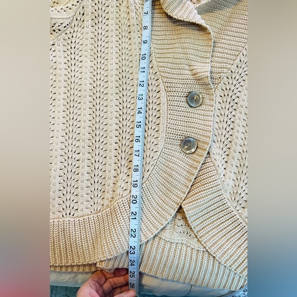 J. Jill Cable Knit Button‎ Front Cardigan Sweater Shrug Size Medium Summer - Picture 8 of 9